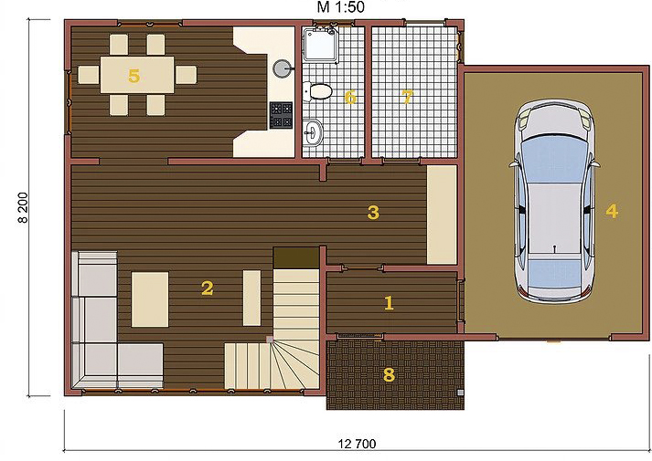 Котедж Villa Classic-02 135,8кв м2 план 1 поверху