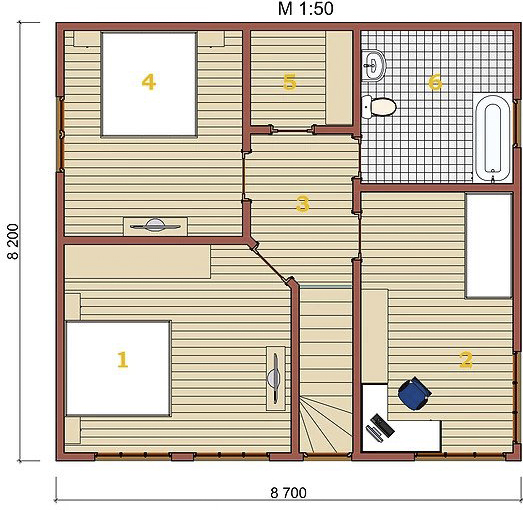 Котедж Villa Classic-02 135,8кв м2 план 2 поверху