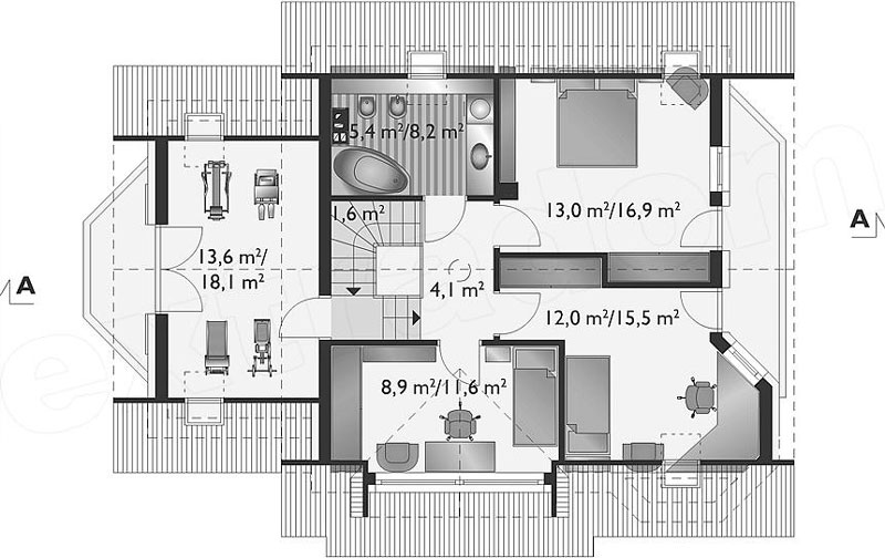 Каркасный коттедж Ямайка Рэкс план 2 этажа